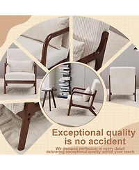 Rainsken Accent Chair with Side Table, Mid-Century Modern Upholstered and Coffee Table Set for Living Room, Bedroom