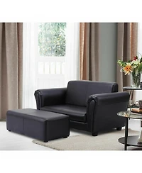 Gouun Kids 2-Seat Couch with Matching Ottoman for Playroom, 32.5 x 16.5 in