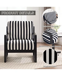 Rainsken Stripe Accent Chair, Modern Upholstered Armchair in Fabric, For Living Room Bedroom Apartment, Easy Assembly