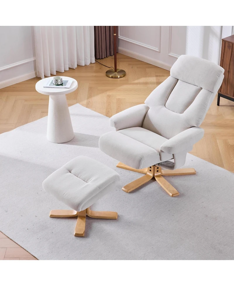 Rainsken 360degree(s) Swivel Accent Chair, with Upholstered Heated Massage, Ergonomic Lounge Recliner, ottoma, for Bedroom, Office, Apartment