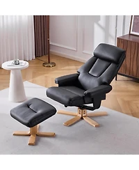 Rainsken 360degree(s) Swivel Accent Chair, with Upholstered Heated Massage, Ergonomic Lounge Recliner, with ottoma, for Bedroom, Office, Apartment