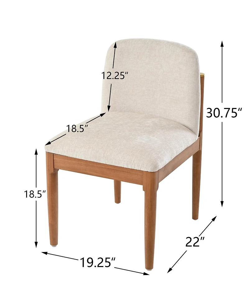 Rainsken Modern Dining Chairs Set of 2, Upholstered Kitchen Chair with Woven Rope Backrest and Rubberwood Legs for Living Room