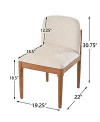 Rainsken Modern Dining Chairs Set of 2, Upholstered Kitchen Chair with Woven Rope Backrest and Rubberwood Legs for Living Room