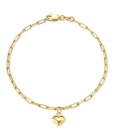 Devata Heart Charm Paperclip Chain Bracelet in 14K Gold