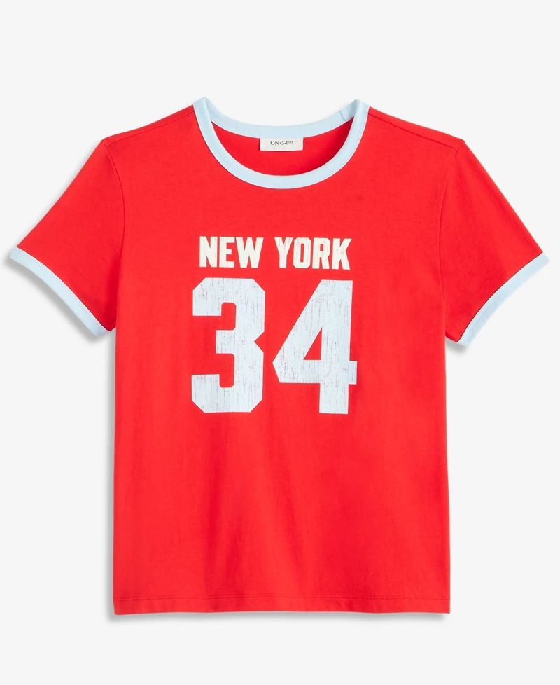 On 34th Women's Sporty Graphic Ringer T-Shirt, Macy's Exclusive