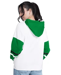 G-iii 4Her by Carl Banks Women's White/Green Boston Celtics Key Player Oversized Hooded Long Sleeve T-Shirt