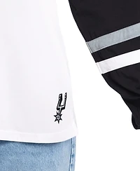 G-iii 4Her by Carl Banks Women's White/Black San Antonio Spurs Key Player Oversized Hooded Long Sleeve T-Shirt