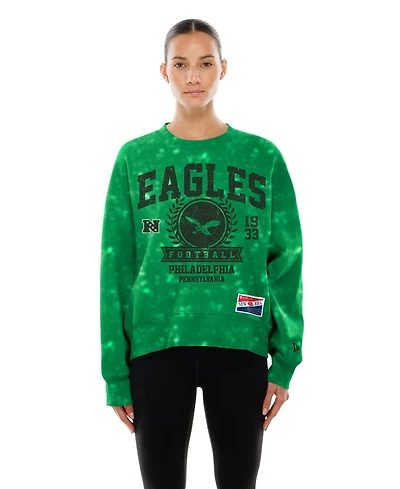 New Era Women's Kelly Green Philadelphia Eagles Throwback Oversized Boxy Sweatshirt
