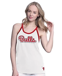 G-iii 4Her by Carl Banks Women's White Chicago Bulls Curveball Racerback Scoop Neck Slub Tank Top