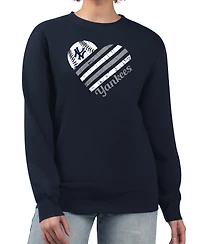 G-iii 4Her by Carl Banks Women's Navy New York Yankees Heart Logo Fleece Pullover Sweatshirt
