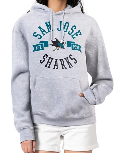 G-iii 4Her by Carl Banks Women's Heather Gray San Jose Sharks City Graphic Fleece Pullover Hoodie
