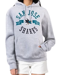 G-iii 4Her by Carl Banks Women's Heather Gray San Jose Sharks City Graphic Fleece Pullover Hoodie