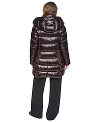 Dkny Women's Pearlized Hooded Walker with Bib Coat