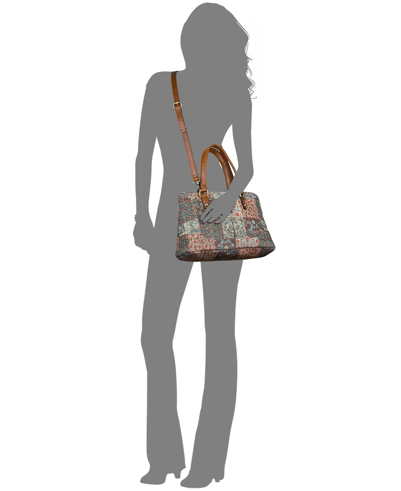 Patricia Nash Rialto Nordic Patchwork Cotton Medium Satchel Handbag