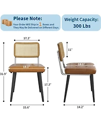 gaomon Rattan Dining Chairs Set of 2, Upholstered Dining Room Chairs with Rattan Backrest, Armless Side Chairs for Kitchen Living Room, Restaurant