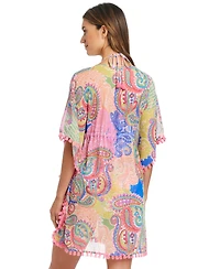 Bleu by Rod Beattie Women's Chiffon V-Neck Caftan Cover-Up Dress
