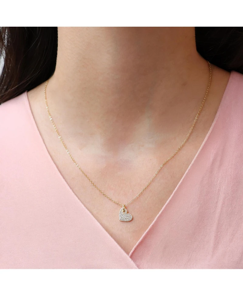 The Lovery Mini Asymmetrical Cz Heart Necklace 14K Gold Plated Sterling Silver