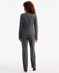 Kasper Womens Washable Notch Collar Two Button Jacket Cowl Neck Cap Sleeve Top Mid Rise Fly Front Straight Pants
