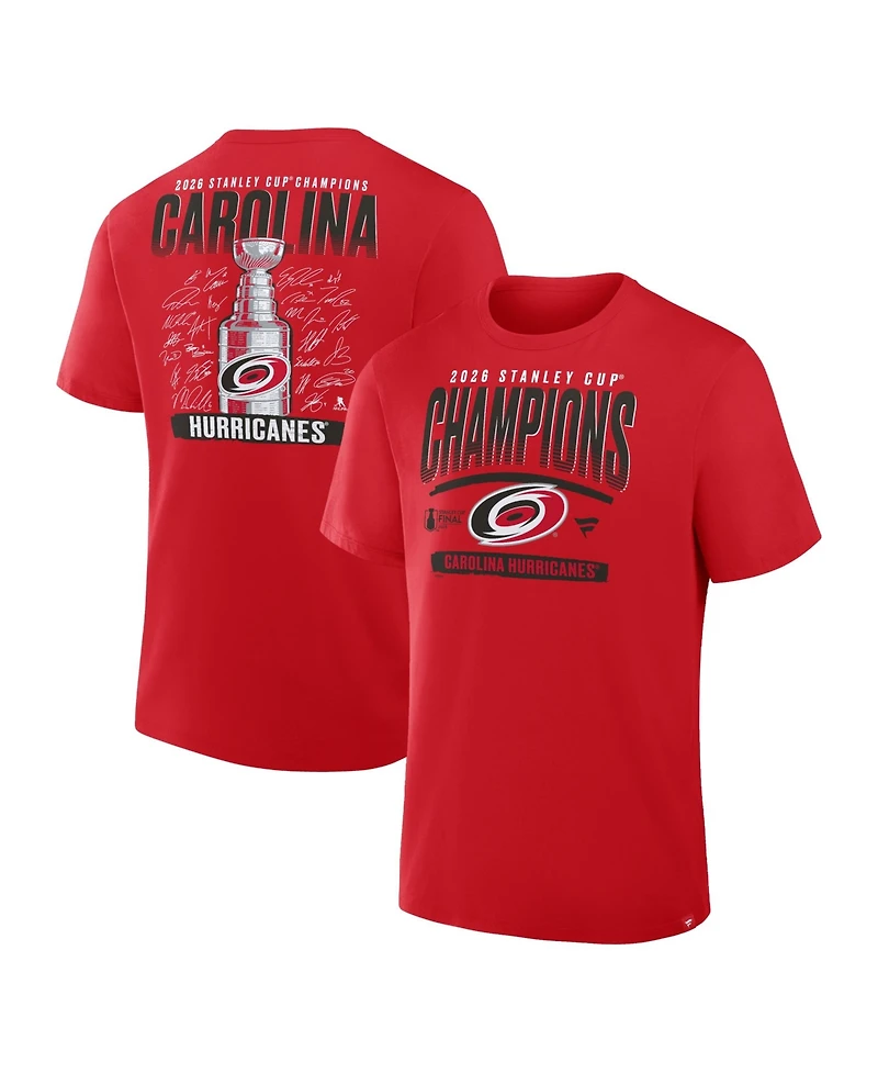 Fanatics Men's Red Carolina Hurricanes 2026 Nhl Stanley Cup Champions Signature Roster T-Shirt