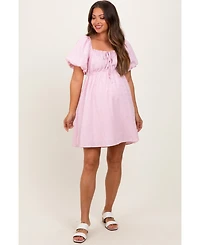 Pinkblush Maternity White Textured Bubble Sleeve Mini Dress