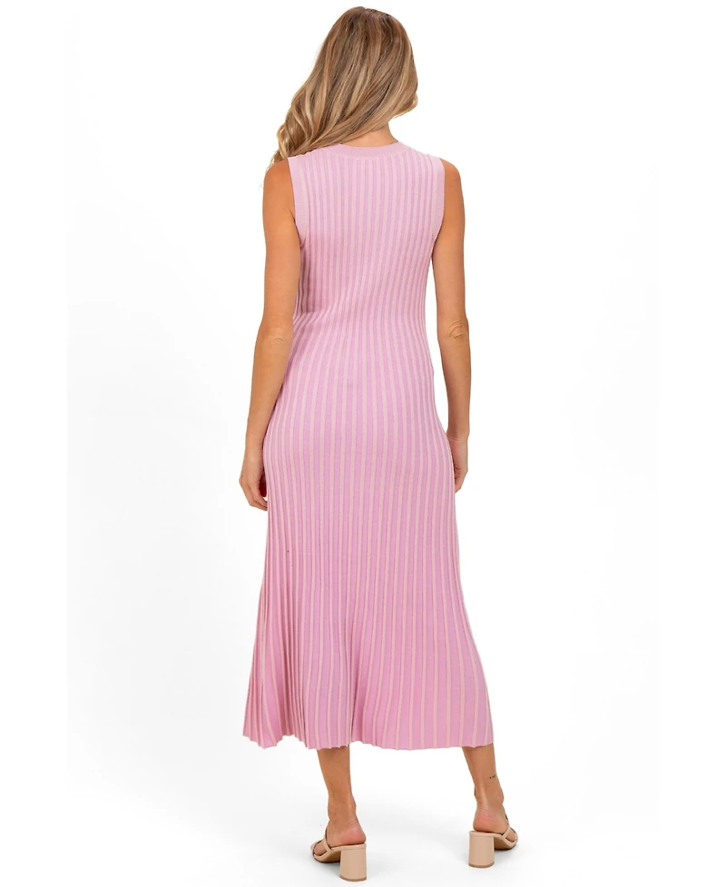 Pinkblush Maternity Pink Ribbed Knit Sleeveless Maxi Dress