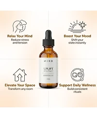 Miko Uplift Essential Oil Blend with Jasmine and Bergamot for Energy and Clarity Made in Usa 15ml