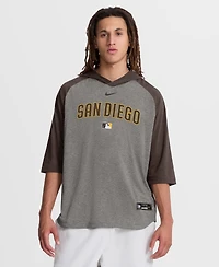 Nike Men's Gray San Diego Padres Authentic Collection Flux Dri-fit Raglan 3/4-Sleeve Hoodie