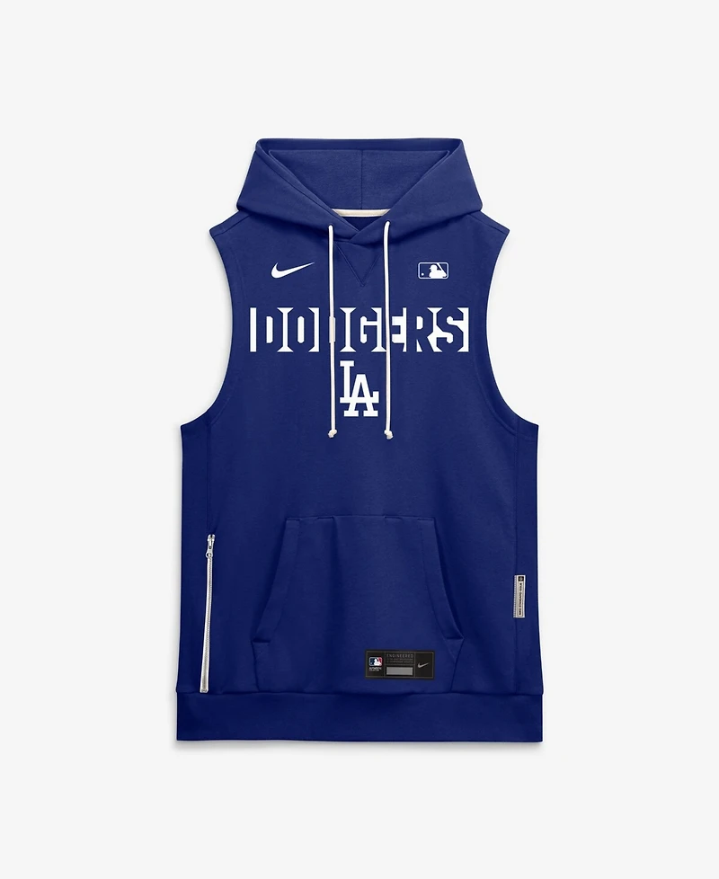 Nike Men's Royal Los Angeles Dodgers Authentic Collection Standard Issue Dri-fit Sleeveless Hoodie