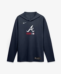 Nike Men's Navy Atlanta Braves Authentic Collection Dri-fit Long Sleeve Hoodie