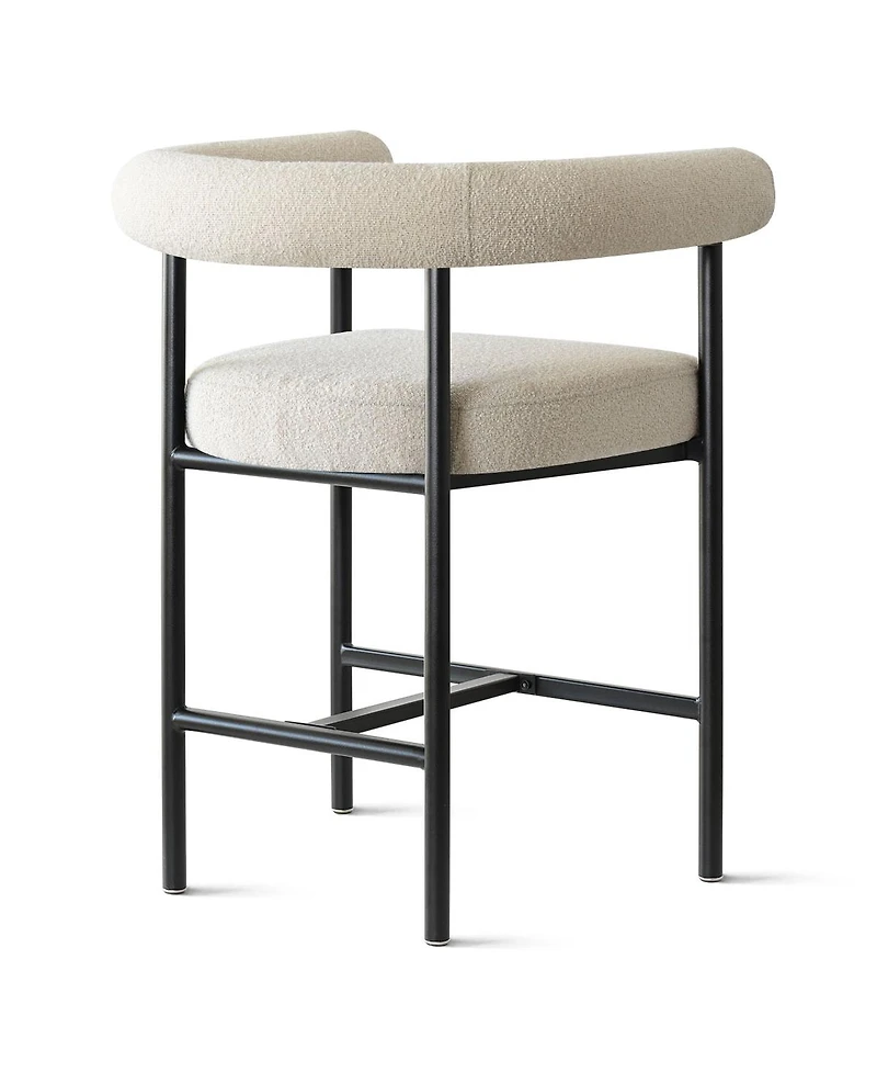 Maison Boucle 24" Boucle Upholstered Counter Height Bar Stools with Arms, Set of 3