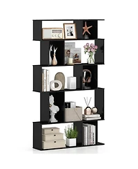 Slickblue 5-Tier Geometric Bookcase with Open and Closed Storage Cubes
