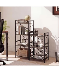 Slickblue Modern 4-Tier Freestanding Narrow Bookcase with Metal Frame