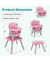 Gouun Toddler 6 in 1 Convertible High Chair with Adjustable Removable Tray and Booster