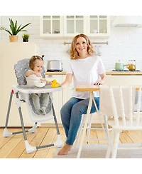 Gouun Toddler Folding High Dining Chair with 6 Level Height Adjustment and Wheels