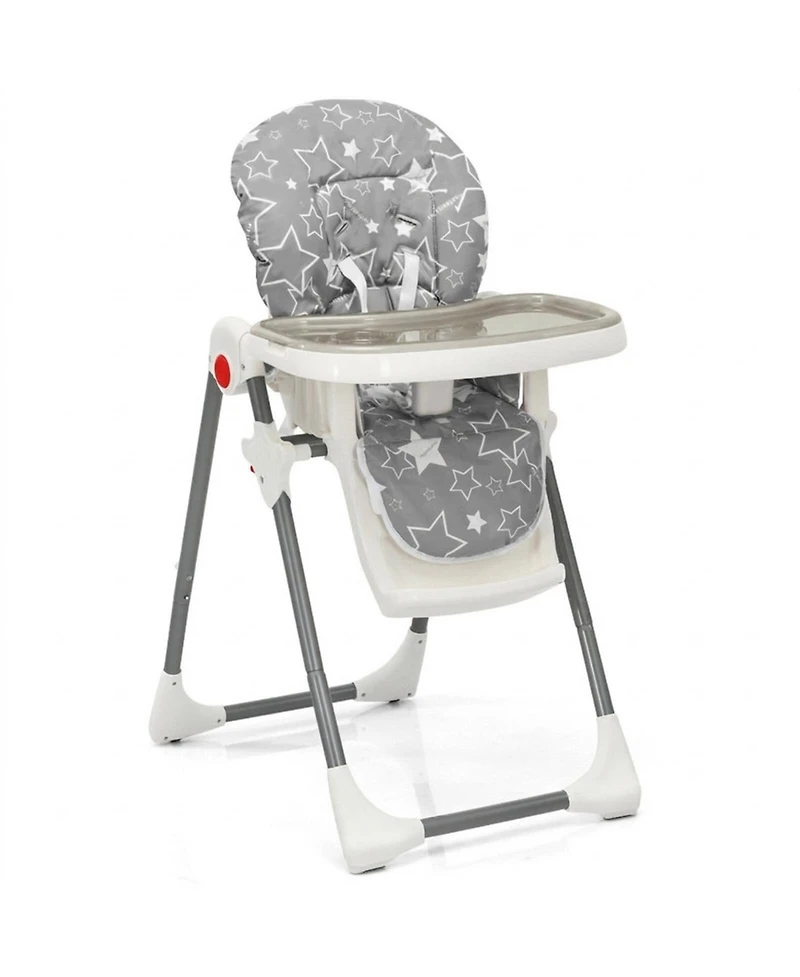 Gouun Toddler Folding High Dining Chair with 6 Level Height Adjustment and Wheels