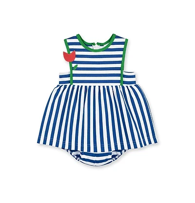Florence Eiseman Baby Girl Stripe Knit Romper With Tulip