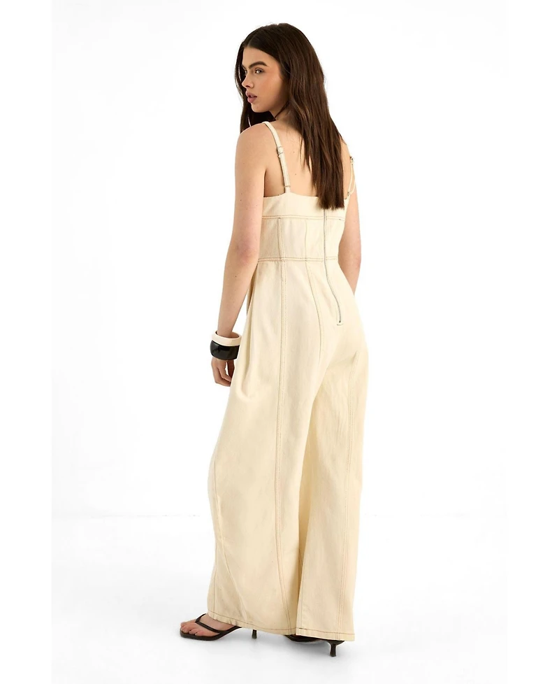 Nasty Gal Women's Wide Leg Denim Jumpsuit