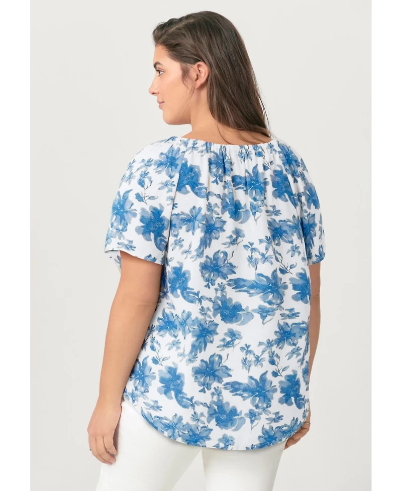 Ellos Plus Keyhole Peasant Blouse