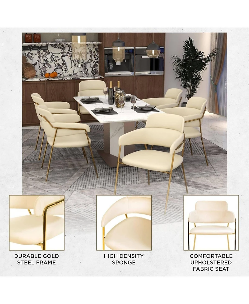 LeisureMod Axis Dining Chair Set of 2 Velvet Upholstery with Stainless Steel Legs, Accent Side for Modern Home, Kitchen and