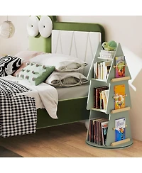 Slickblue Kids 4-Tier Tree Bookshelf with Rotating Display Shelves