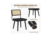 homfan Set of 4/6 Dining Chairs, Linen Upholstered Rattan Chairs with Cane Backrest and Wood Legs for Room or Kitchen
