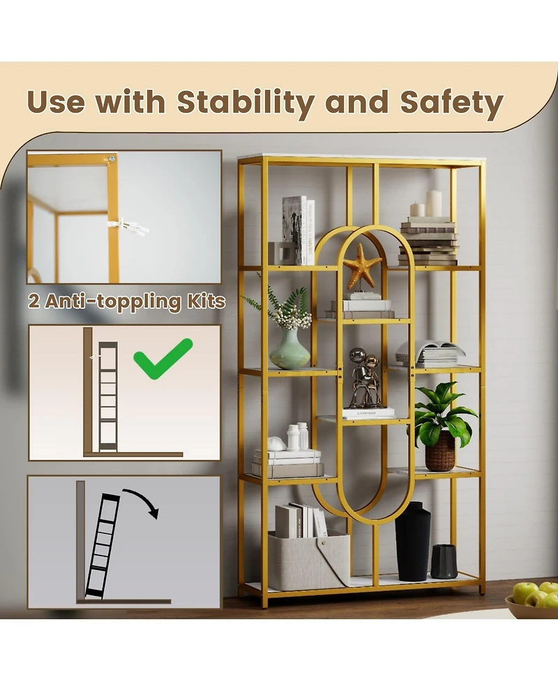 Slickblue Modern 5-Tier Tall Bookshelf with Open Storage