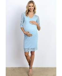 Hello Miz Maternity Bodycon Floral Lace Dress with 3/4 Sleeves