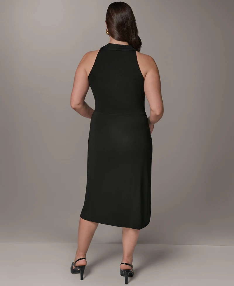 Donna Karan New York Plus Shoulder Hardware Sleeveless Midi Dress