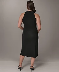 Donna Karan New York Plus Shoulder Hardware Sleeveless Midi Dress
