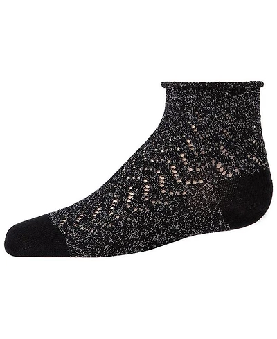 MeMoi Kids Fuzzy Shimmer Cotton Blend Anklet Socks