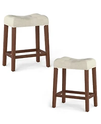 Slickblue Set of 2 Counter Height Bar Stools with Upholstered Curved Saddle Seat