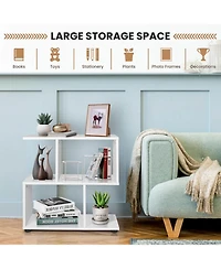 Gouun 24-Inch 3-Tier Geometric Bookshelf with Open Display Cubes