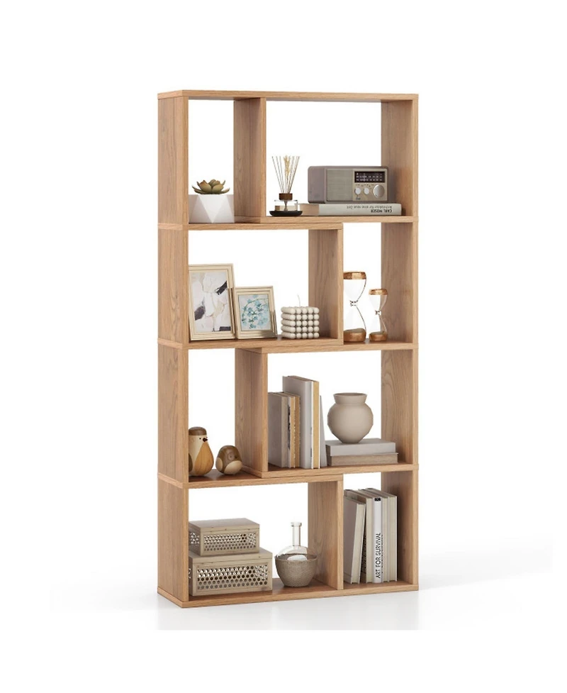 Gouun 48-Inch 4-Tier Geometric Bookshelf with 8 Open Cubes