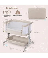 Gouun Baby 3-in-1 Bedside Bassinet Sleeper with 6 Adjustable Heights